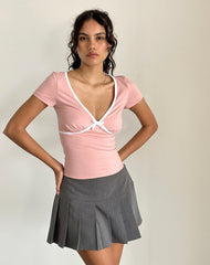 Tasina Top in Pink Lady with White Binding