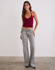 Thorin Studded Top in Rayon Burgundy