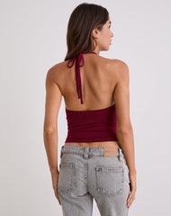 Thorin Studded Top in Rayon Burgundy