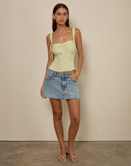 Tismia Top in Fun Ditsy Floral Lime