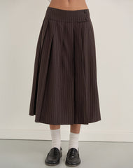 Tisrah Skirt in Dark Brown Pinstripe