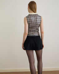 Tisuka Polo Top in Sequin Vintage Check Brown