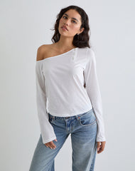 Tole Asymmetric Button Up Top in Tissue Jersey Ivory