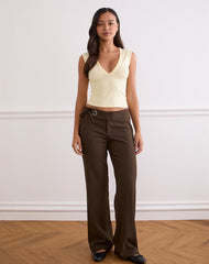 Tova Tie Tailoring Trousers in Chocolate