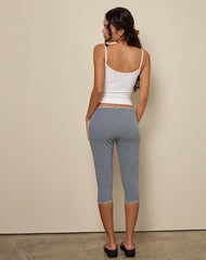 Tuka Capri Trousers in Seersucker Gingham Navy