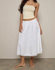 Taka Midi Skirt in Poplin White