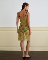 Urian Dress in Eyelash Lace Chartreuse