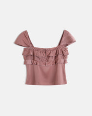 Venaro Double Layer Top in Satin Dusty Pink
