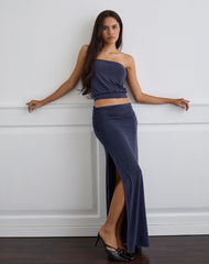 Venya Maxi Skirt in Cupro Navy