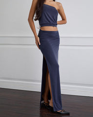 Venya Maxi Skirt in Cupro Navy