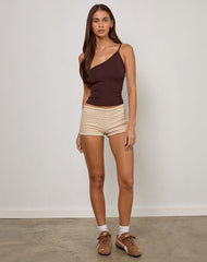 Vey One Shoulder Basic Top in Bitter Chocolate