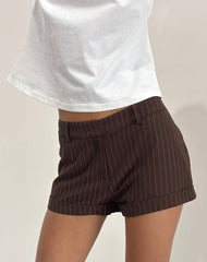 Wiluta Shorts in Tailoring Dark Brown Pinstripe