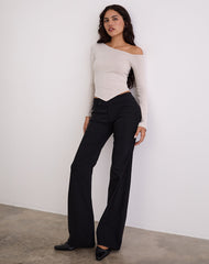 Wakana Asymmetric Long Sleeve Top in Cannoli Cream