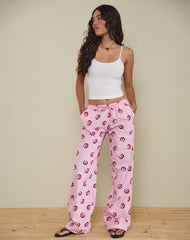 Wasic Wide Leg Trouser in Swirl Pink
