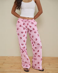 Wasic Wide Leg Trouser in Swirl Pink