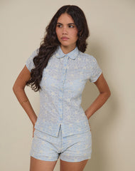 Winaya Blouse in Broderie Ice Blue