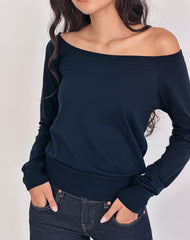 Yacin Slouchy Top in Navy