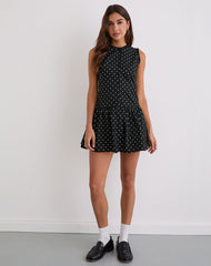 Yadara Mini Dress in Polka Black