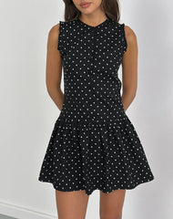 Yadara Mini Dress in Polka Black