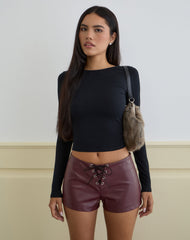 Yakko Lace Up Hotpants in PU Plum