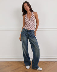 Yakti Halter Top in Pink Check