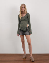 Yamari Top in Jacquard Knit Green