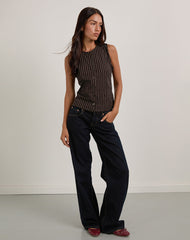 Yarala Blouse in Mono Pinstripe Chocolate
