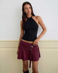 Yeri Tie Belt Mini Skirt in Dark Plum
