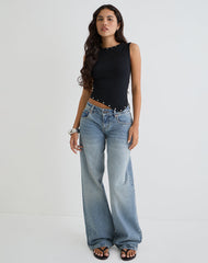 Yetta Double Stud Vest Top in Black