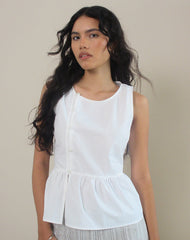 Yoko Wrap Blouse in Poplin White