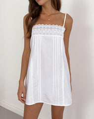 Yoshiko Brodierie Trim Mini Dress in White