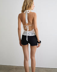 Yukari Plunge Top in Jacquard Knit White