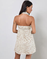 Yukio Bandeau Mini Dress in Ivory Bambi Print
