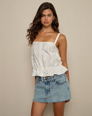 Zaraku Top in Fresia Broderie Ivory