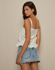 Zaraku Top in Fresia Broderie Ivory