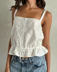 Zaraku Top in Fresia Broderie Ivory