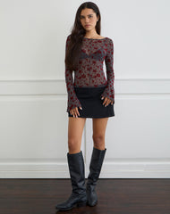 Zerlin Top in Garden Floral Blue Grey