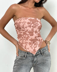 Zirika Bandeau Top in Neutral Floral Print