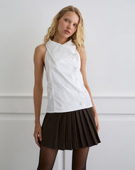 Zosia Asymmetric Button Blouse in White