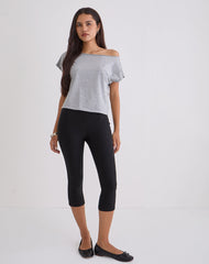 Asla Cropped Capri Trouser in Stretch Tailoring Black
